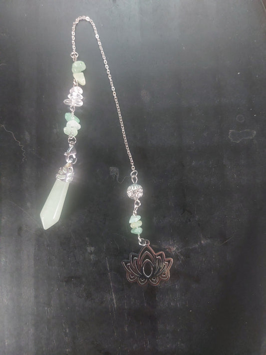 Green Aventurine Pendulum with Silver Tone Chain