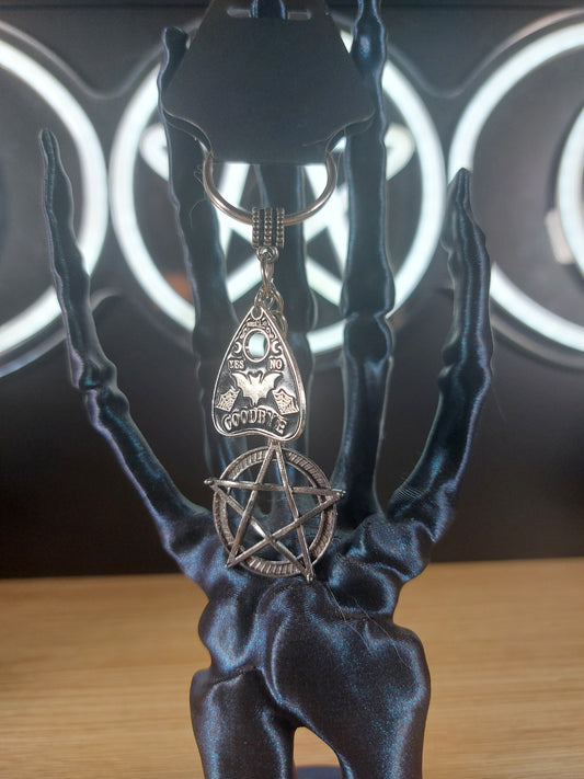 Pentagram with Bat Planchette Keychain