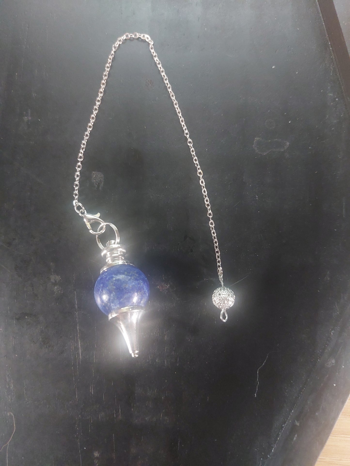 Lapis Lazuli Pendulum on Silver Tone Chain