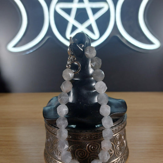 Grey Cloudy Quartz Faceted Crystal Bracelet 1118 MARKETS & EVENTS