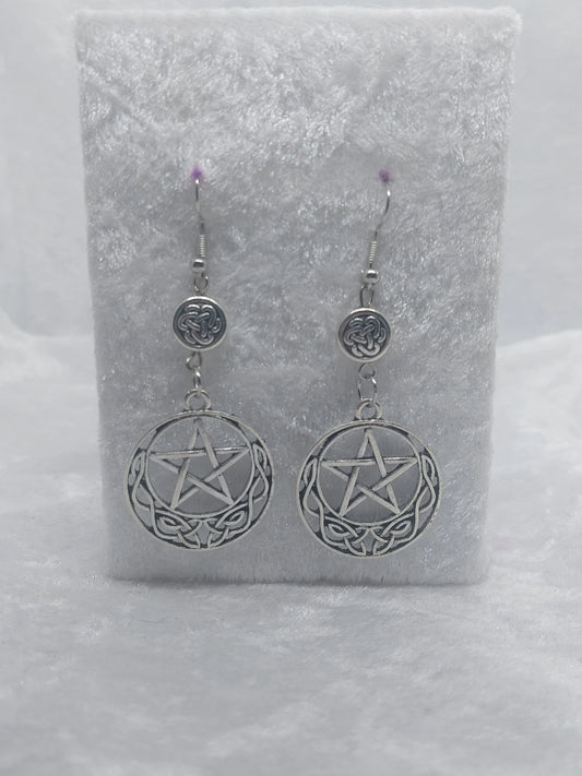 Pentagram with Celtic Knot Silver Earrings - 1118Markets
