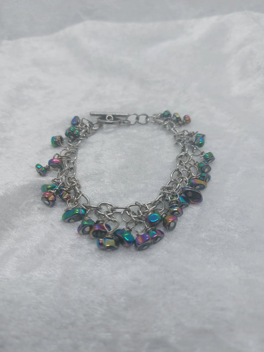 Rainbow Colored Plated Hematite Bracelet 1118Markets