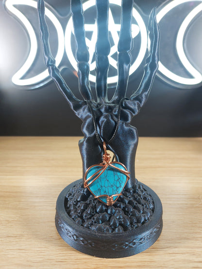Dark Blue Turquoise Heart Copper Wrapped