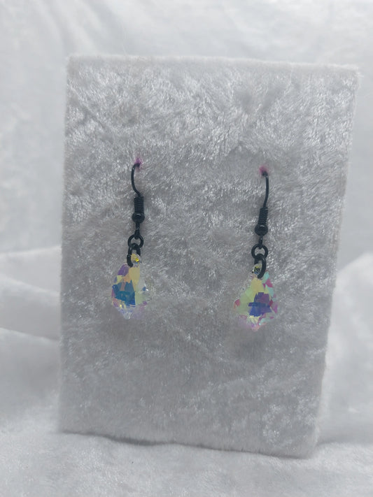 Iridescent teardrop earrings on black 1118Markets