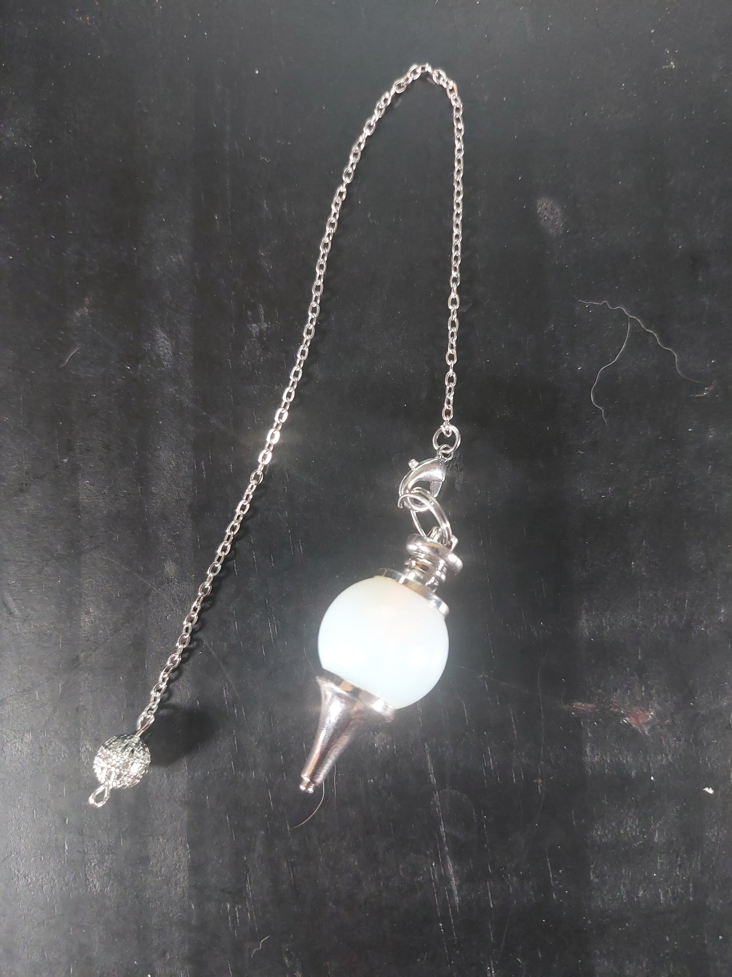 Opalite Silver Tone Pendulum