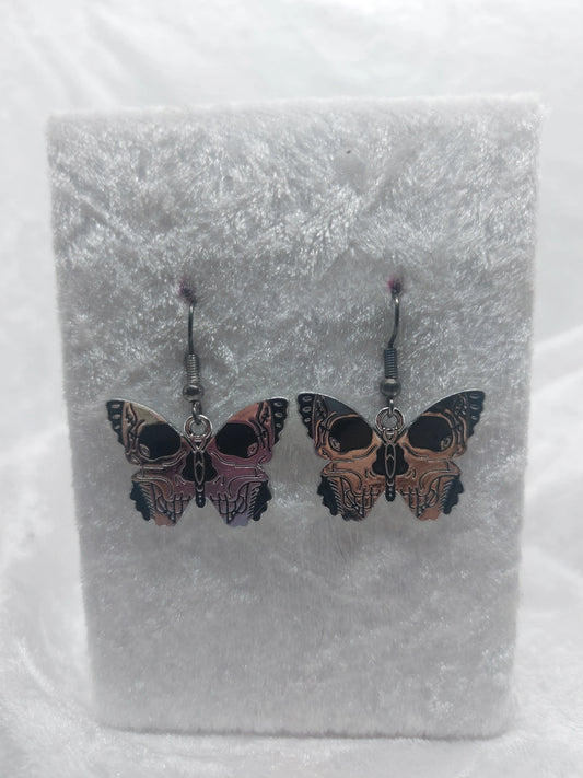 Full Face Silver Skull Butterfly Earrings 1118Markets