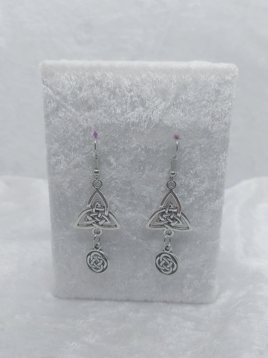 Small Celtic Triquetra or Trinity Knot Symbol Dangle Silver Hook Earrings - 1118Markets